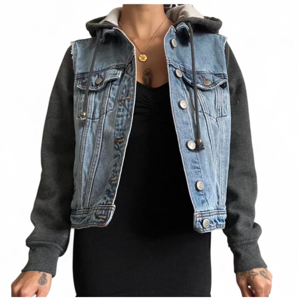 Aeropostale Denim Jacket With Hood - Size Medium